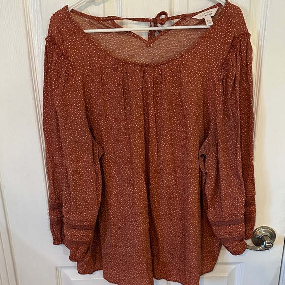 LC Lauren Conrad Terracotta Dotted Blouse - Picture 1 of 12